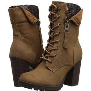 Call It Spring | Women’s Yunia Grunge Utility Heeled Boot, size 6.5